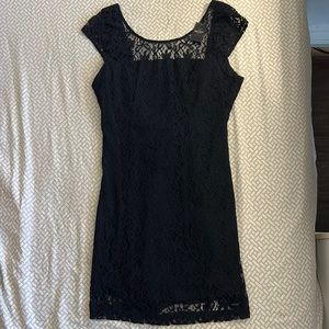 hollister floral lace backless navy dress